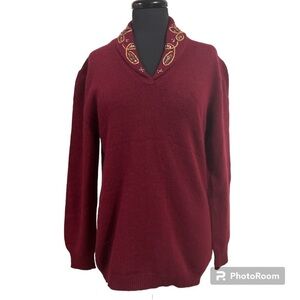 Vintage Wool Italian Made Sweater with Collar Jewel Embellishments EUC Women’s